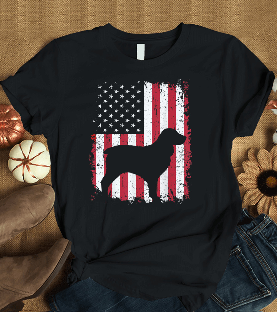 Boykin Spaniel American Flag 4th of July USA T-Shirt
