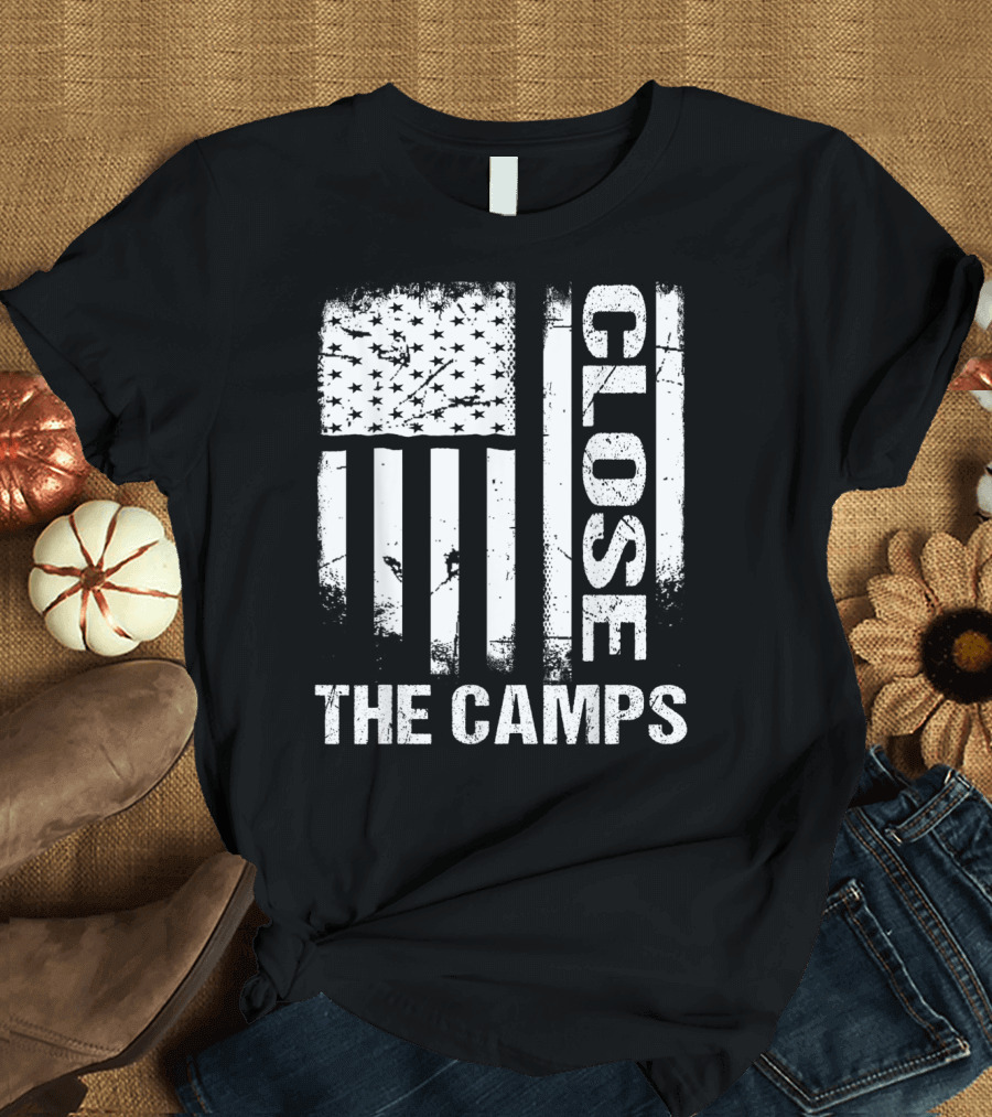 Close The Camps Distressed American Flag Protest T-Shirt