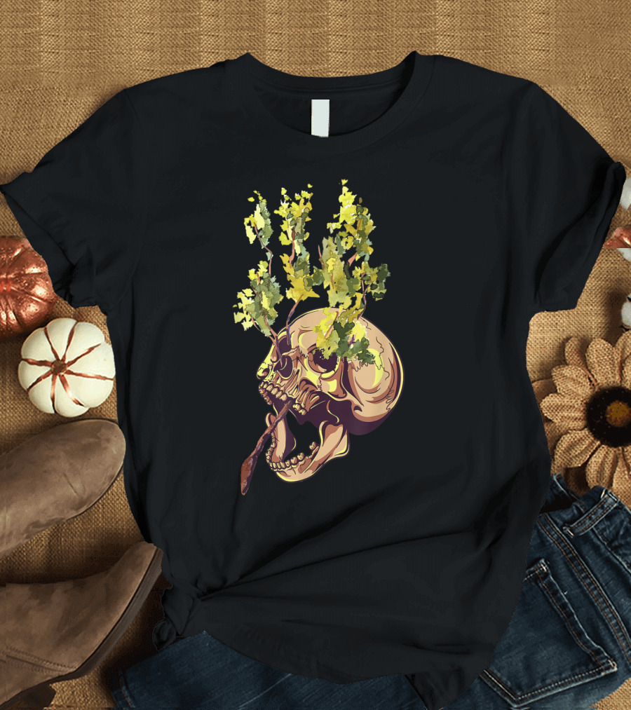 Day Of The Dead Sugar Skull Tree Earth Day Skull With Tree Branches T-Shirt