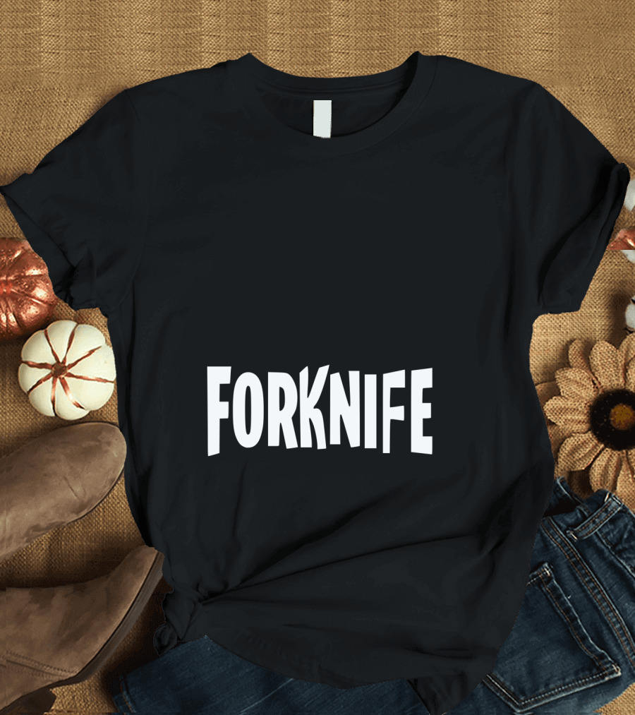 Forknife Funny Video Games Parody Joke Graphic Fork and Knife T-Shirt
