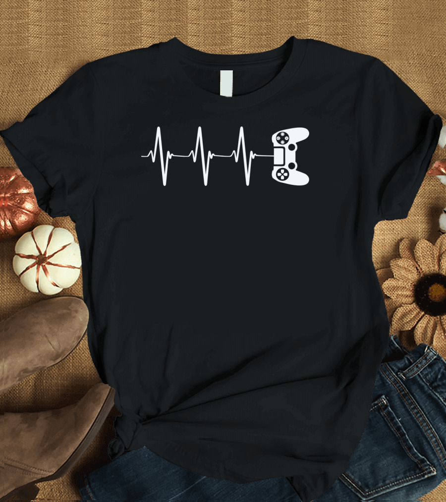 Gamer Heartbeat Video Game Controller T-Shirt