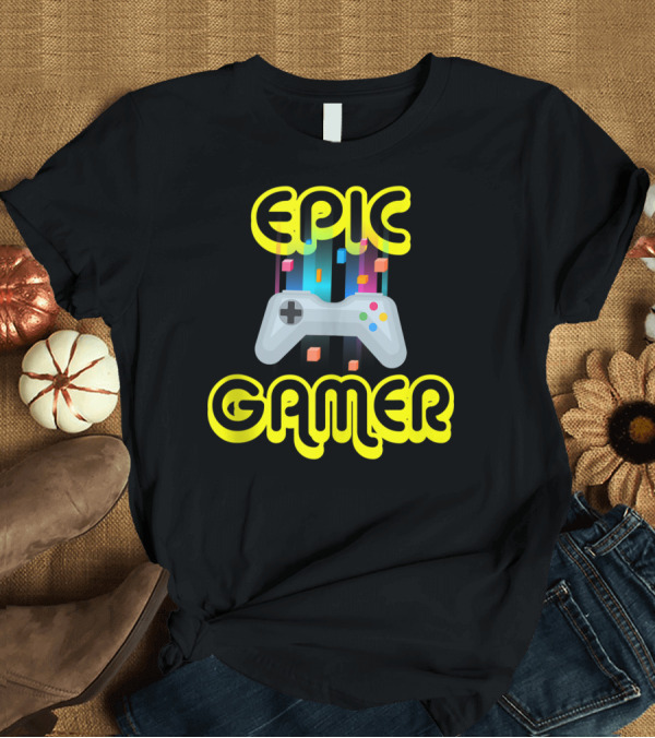 T-Shirt: Epic Gamer Vintage Video Game Controller T-Shirt Epic Gamer Vintage Video Game Controller T-Shirt