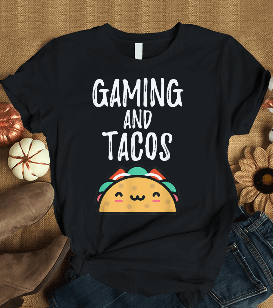 Gaming and Tacos Gamer Youth Funny Video Games Tasty Treats T-Shirt