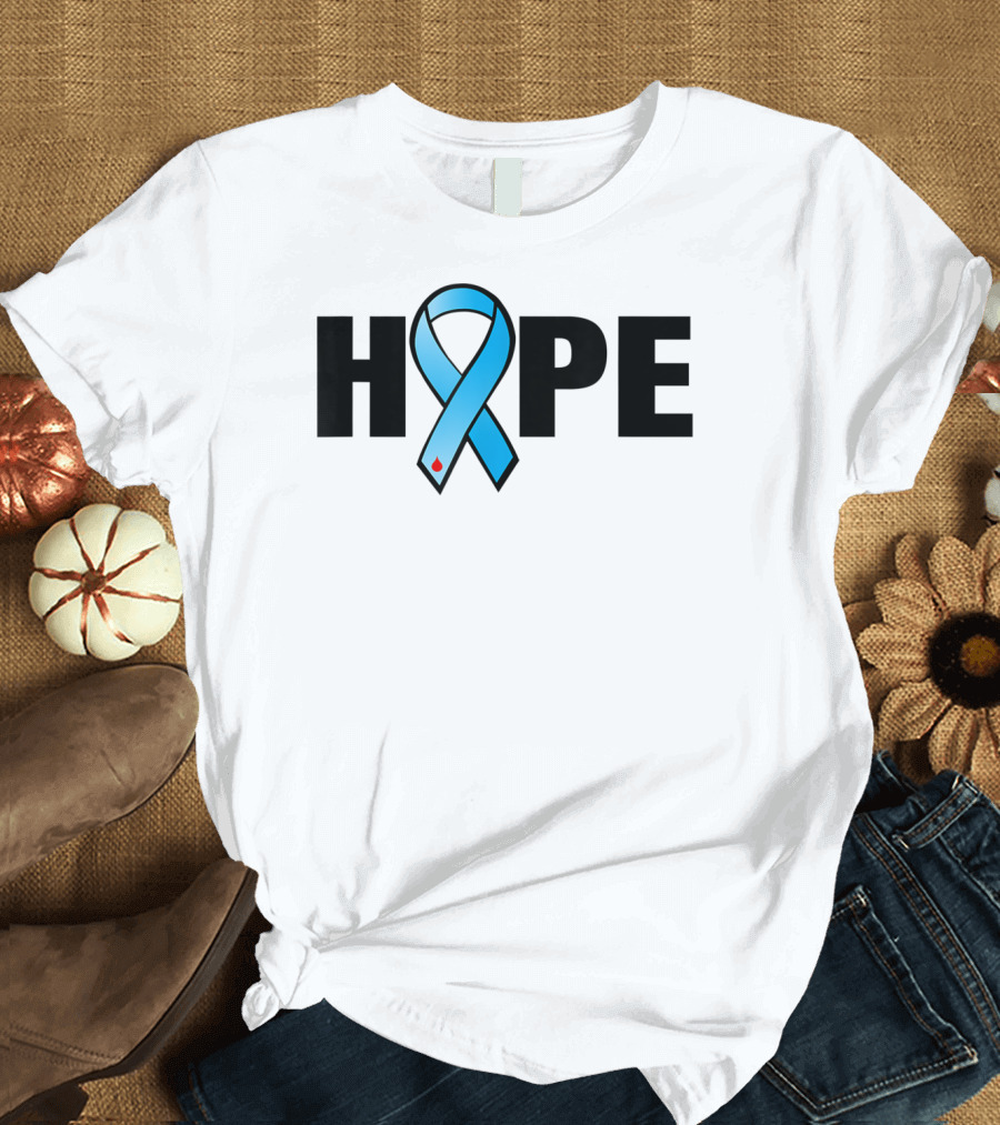 HOPE Diabetes Awareness Blue Ribbon Symbol for a Cure T-Shirt