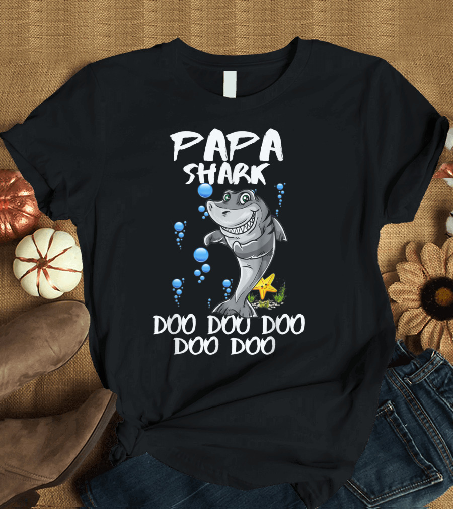 Papa Shark Doo Doo Doo Doo Funny Kids Video Papa T-Shirt