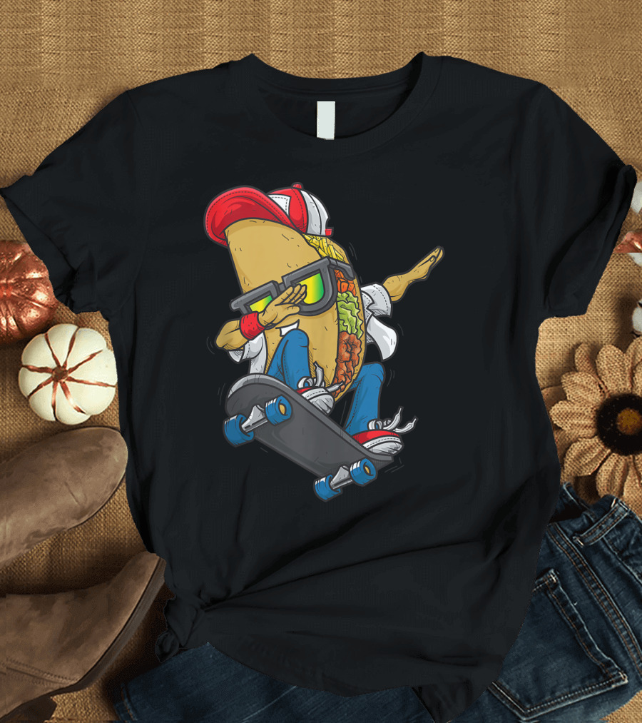 Skateboarding Taco Skater Dabbing Gif T-Shirt