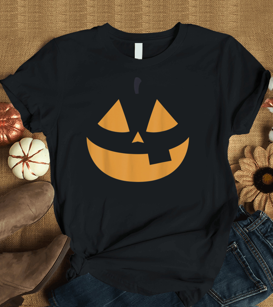 Smiling Pumpkin Face Halloween Jack-O'-Lantern T-Shirt
