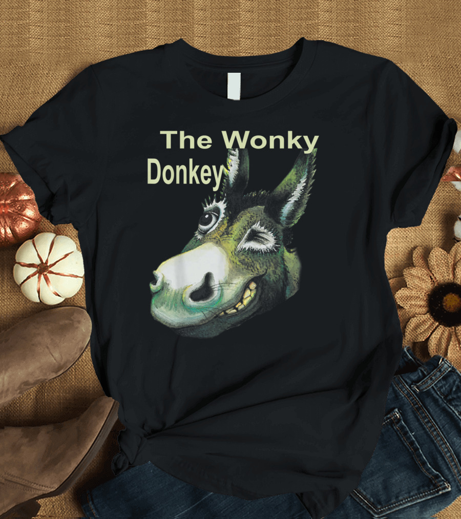 The Wonky Donkey Winking Cartoon Donkey Face T-Shirt