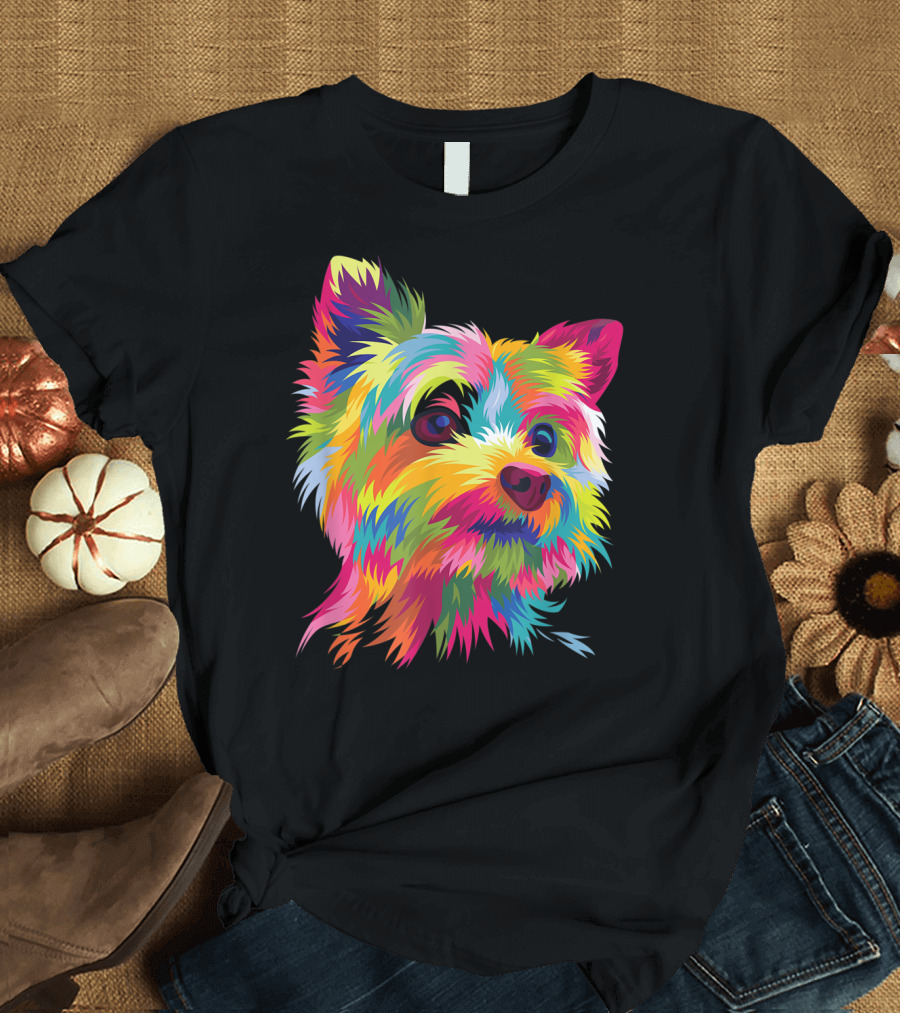 Yorkshire Terrier Funny Yorkie Colorful Pop T-Shirt