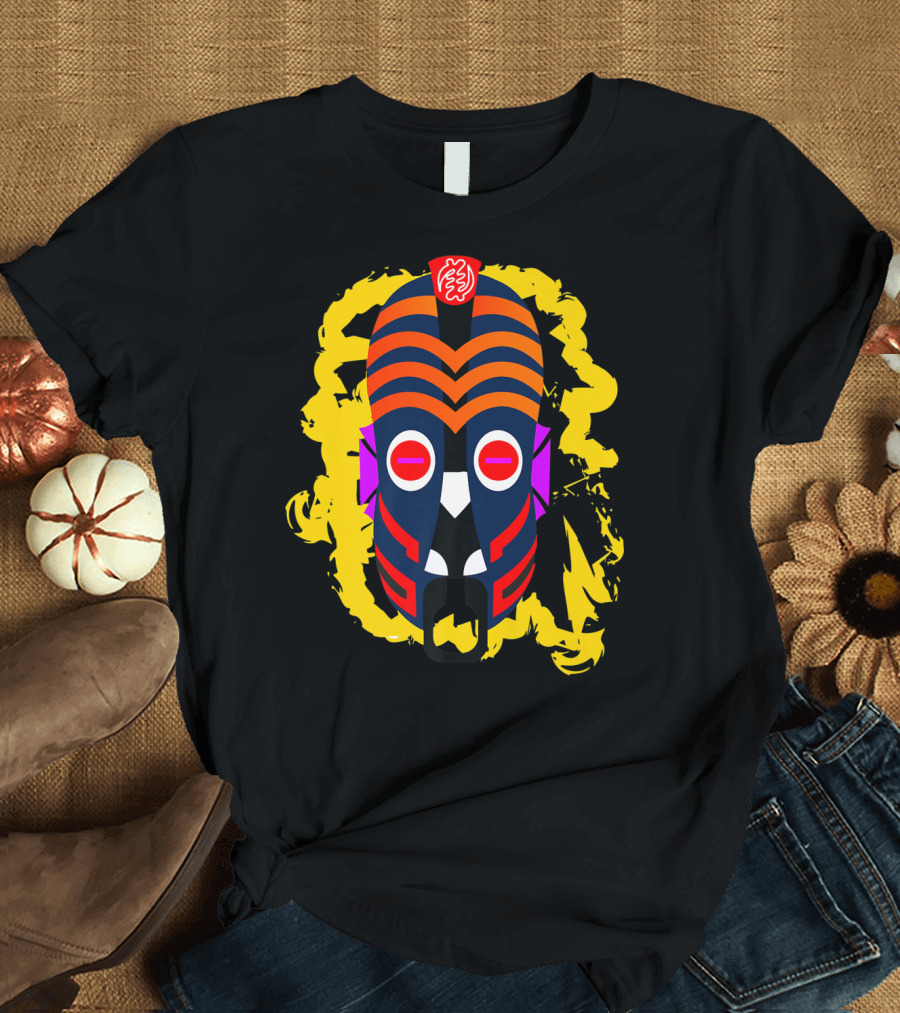 Zabesi Dragon Mask with Smoke and Bold Warrior Elements T-Shirt