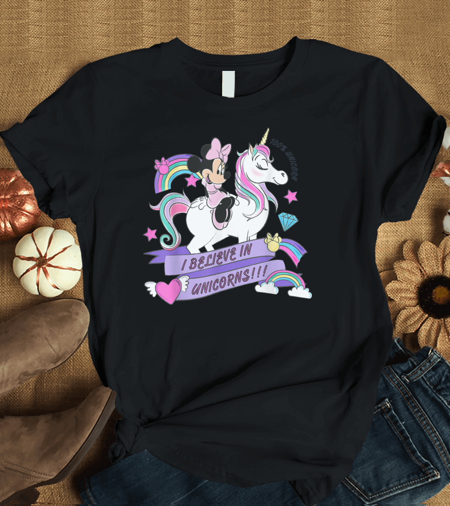 Disney Minnie Mouse I Believe in Unicorns Rainbow Magic T-Shirt