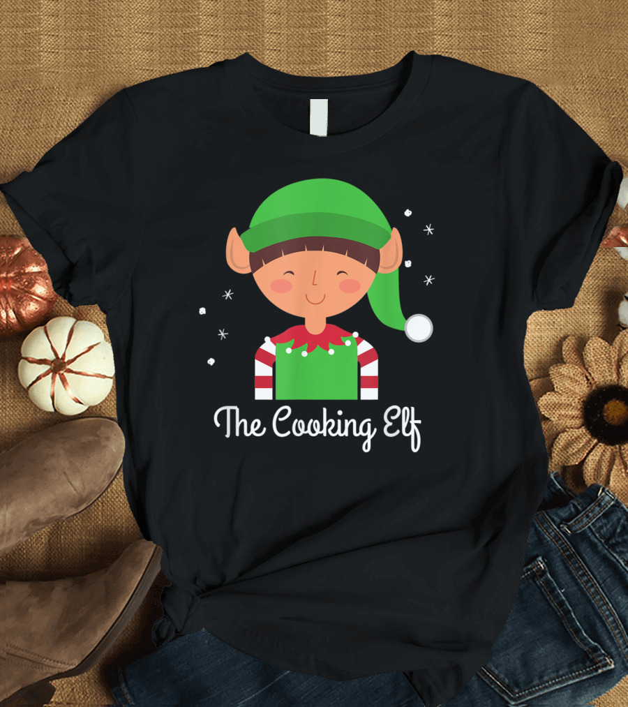 The Cooking Elf Christmas Humor with Funny Holiday Elf T-Shirt