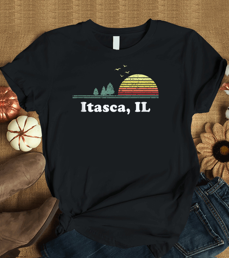 Itasca Illinois Sunset Vintage Retro Home T-Shirt
