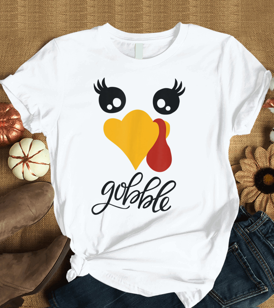 CUTE TURKEY FACE FUNNY GOBBLE HEART SHAPED BEAK ICONIC SYMBOLS THANKSGIVING T-Shirt