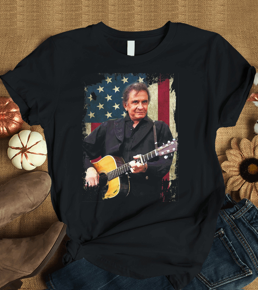 JOHNNY CASH AMERICAN FLAG VINTAGE LEGENDS NEVER DIE T-Shirt