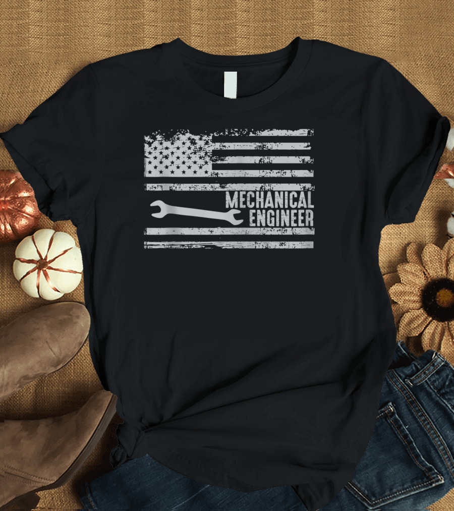 American Flag Mechanical Engineer Wrench T-Shirt