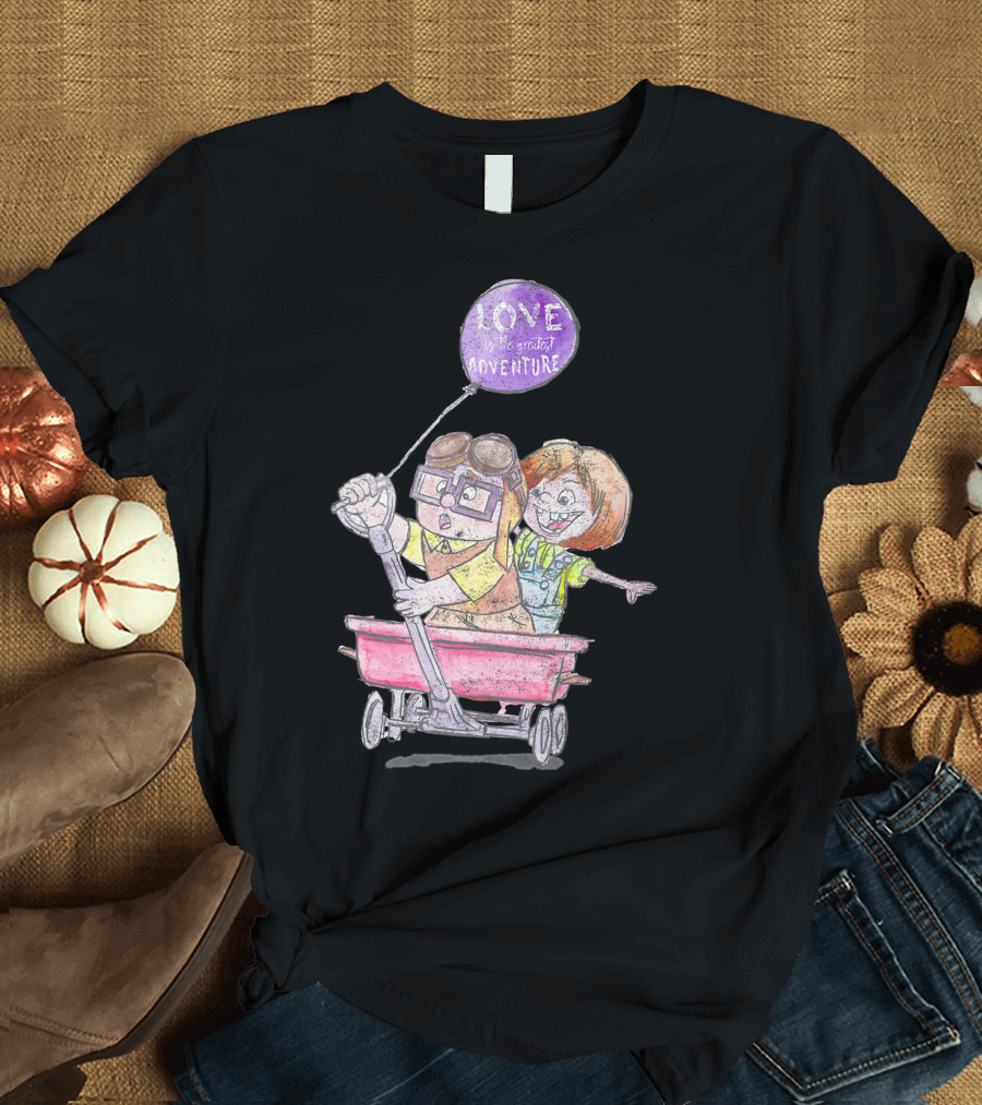 Disney Pixar Up Ellie Carl Love Adventure Wagon Balloon T-Shirt
