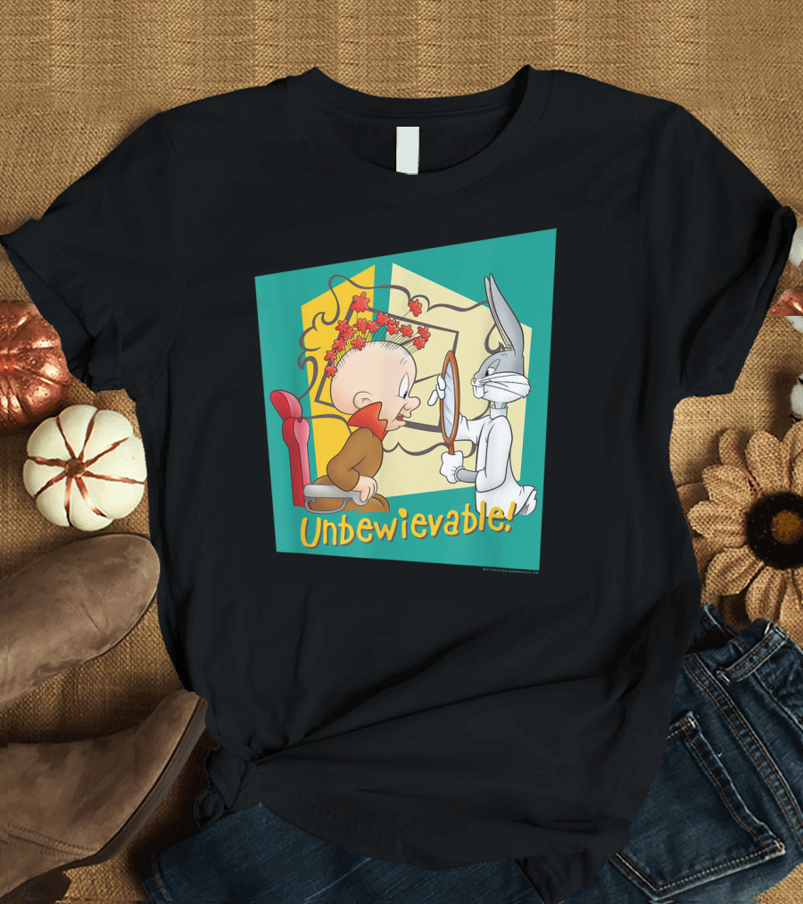 Looney Tunes Bugs Bunny Elmer Fudd Unbewievable Mirror Surprise T-Shirt