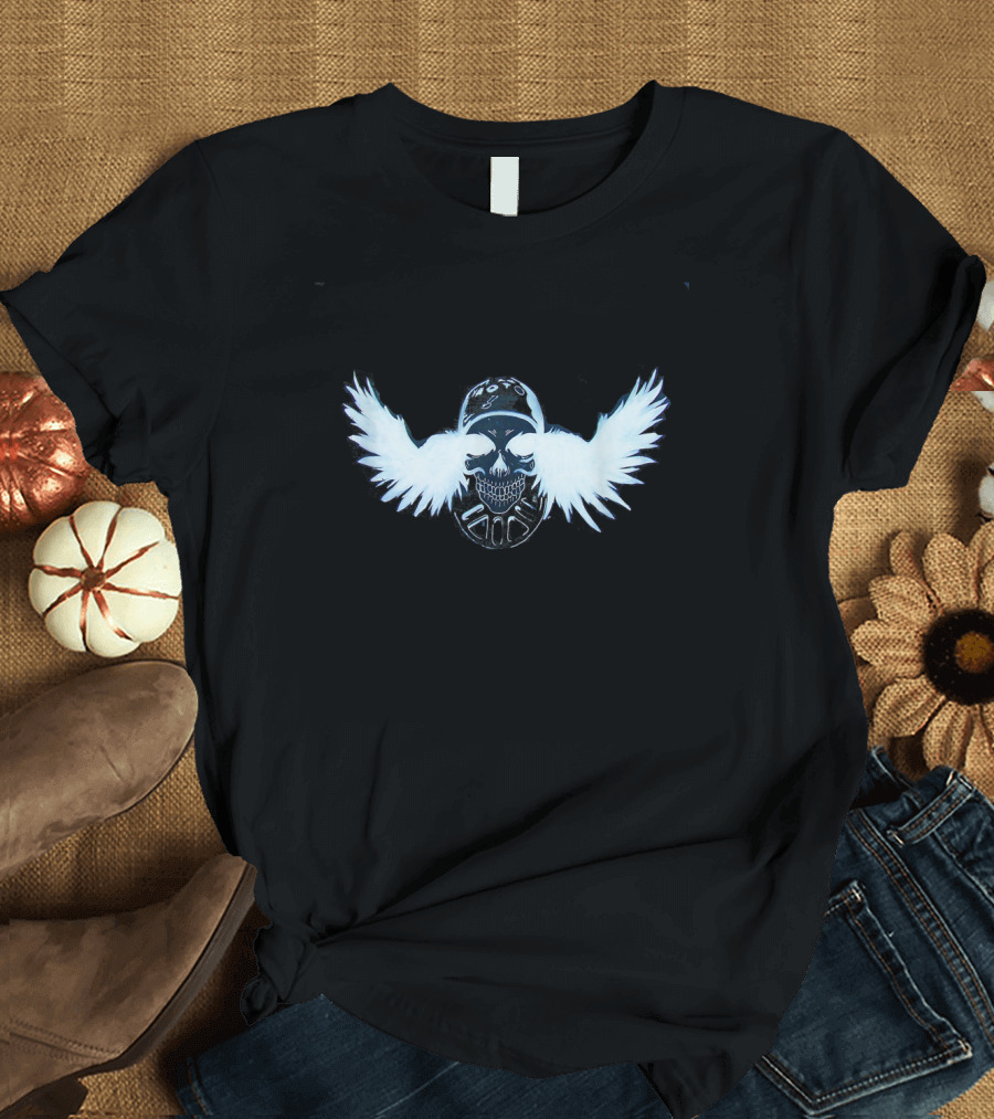 Motorcycle Distressed Daytona Bike Week Skull Helmet Wings Flame T-Shirt
