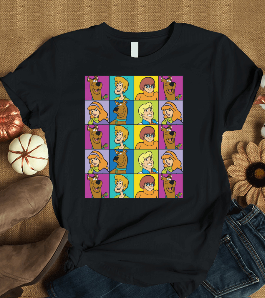 Scooby-Doo Meddling Squares Gang Colorful Grid T-Shirt