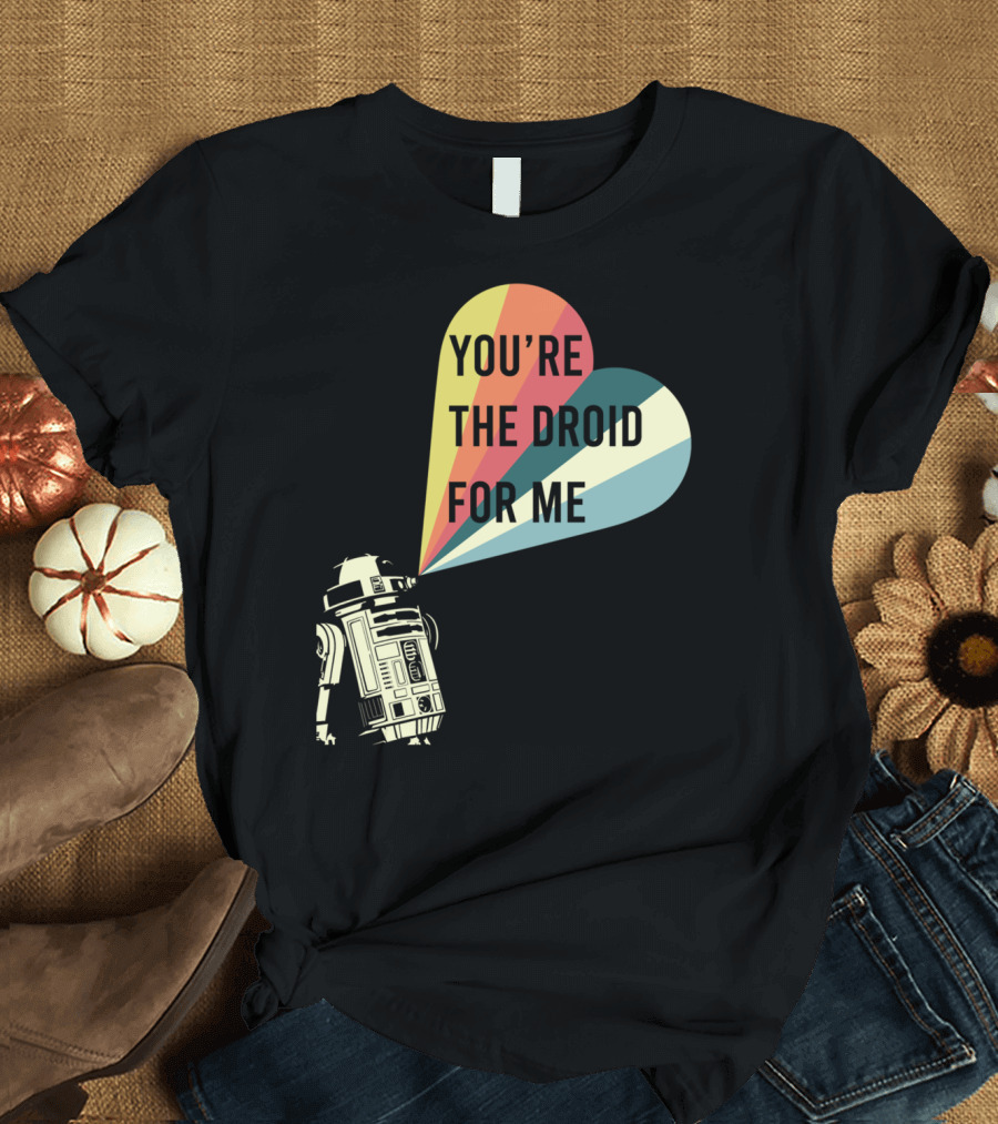 Star Wars You're the Droid for Me R2D2 Striped Heart Retro T-Shirt