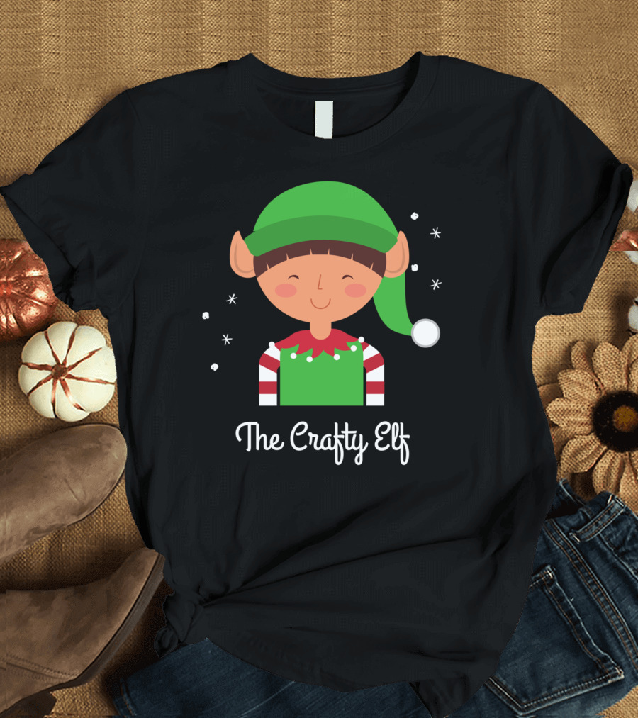 The Crafty Elf Funny Christmas Humor with Cute Smiling Elf T-Shirt