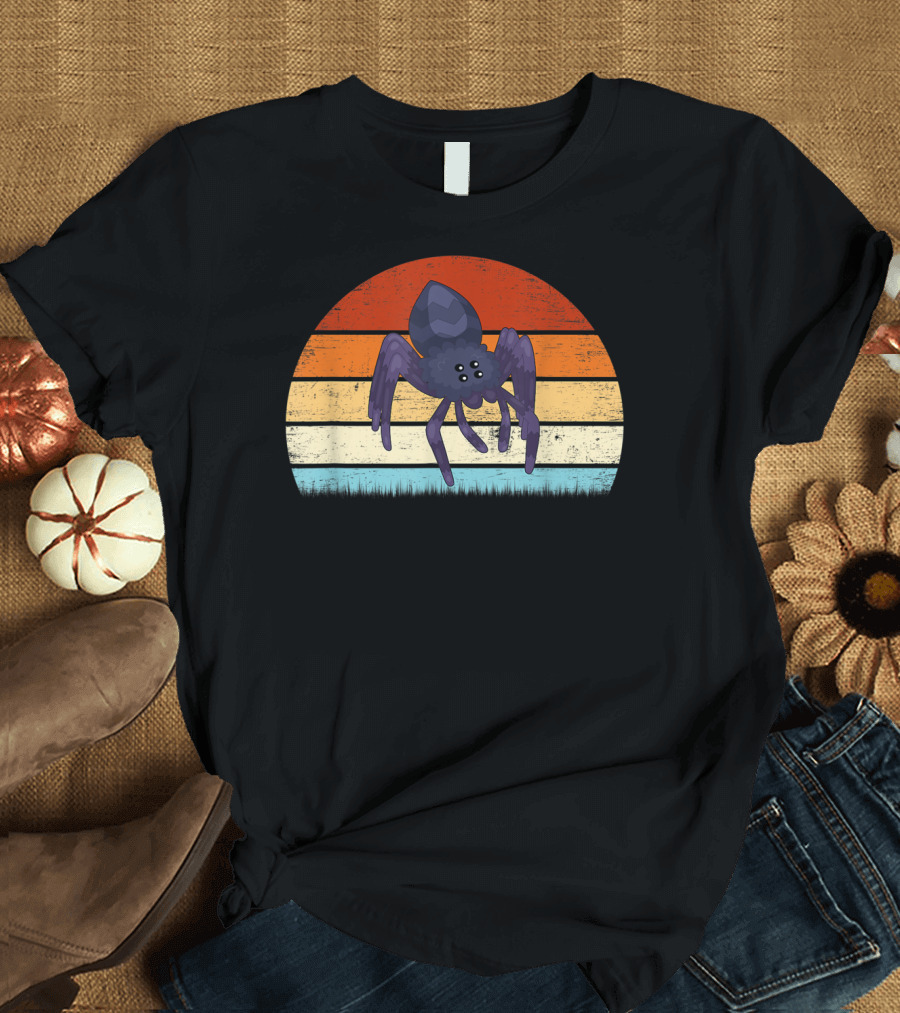 Vintage Retro Sunset Spider Animal Lover Zookeeper T-Shirt