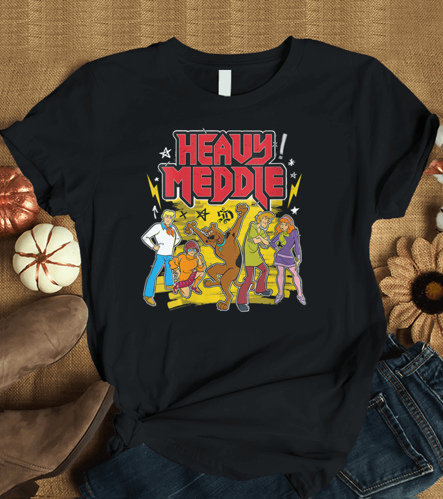 Scooby-Doo Heavy Meddle Retro Cartoon Crew with Stars and Lightning Bolts T-Shirt
