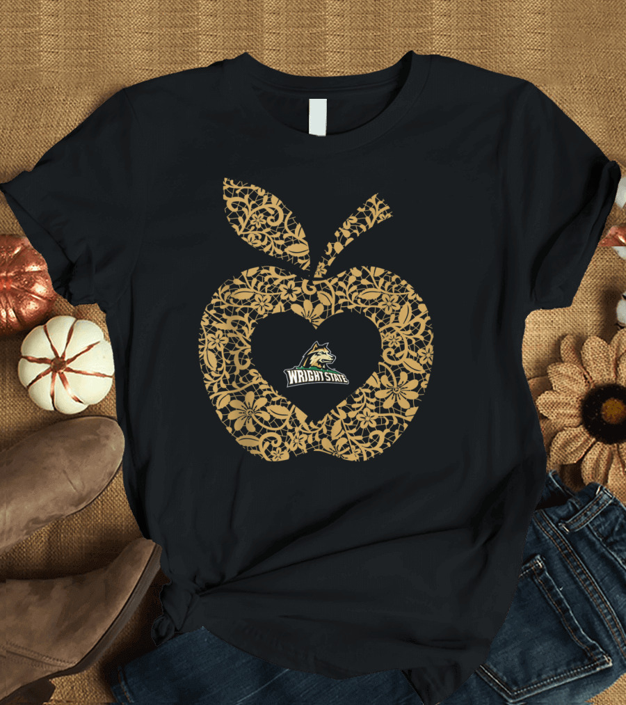 Wright State Raiders Lace Apple Team Teacher T-Shirt