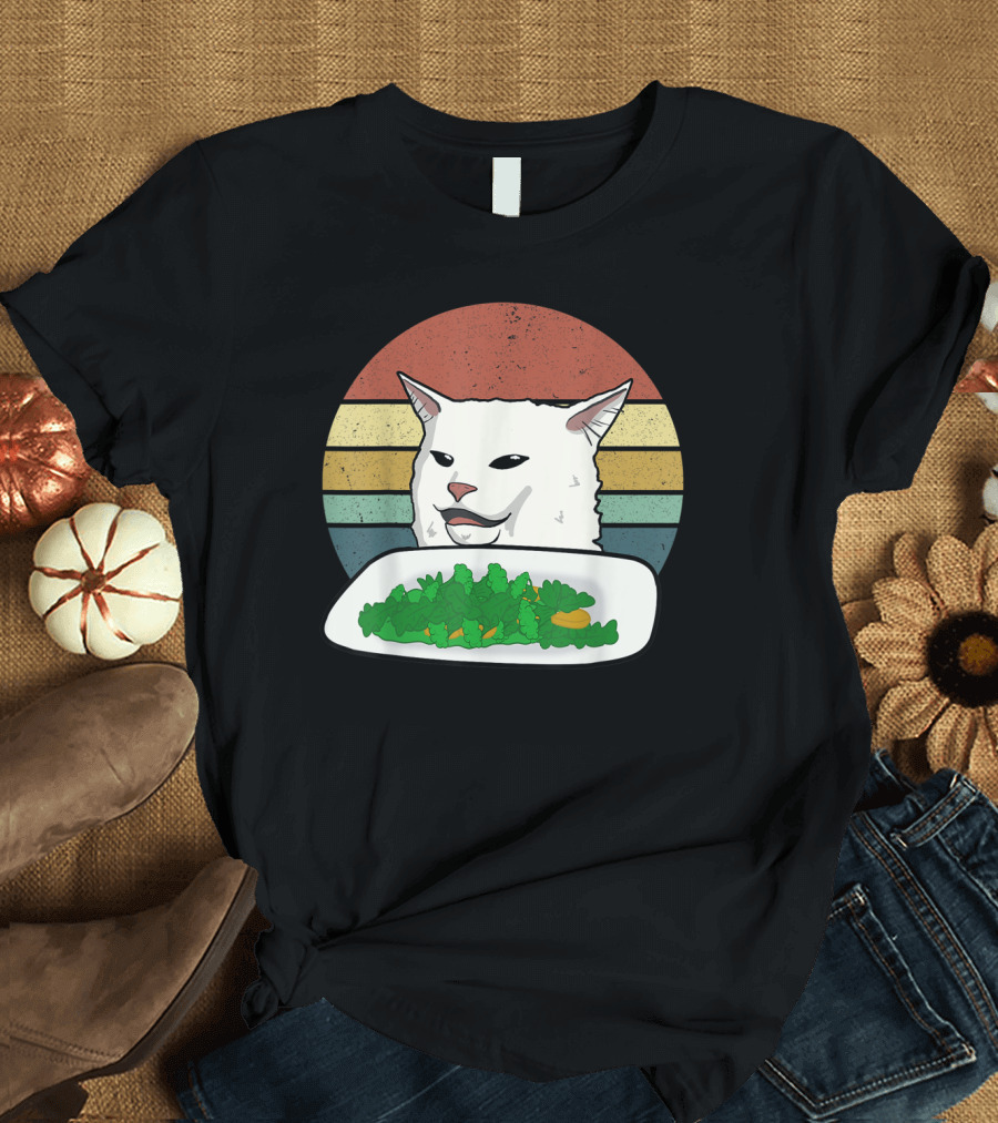 Smudge Cat Doesn't Care for Salad Funny YZ T-Shirt