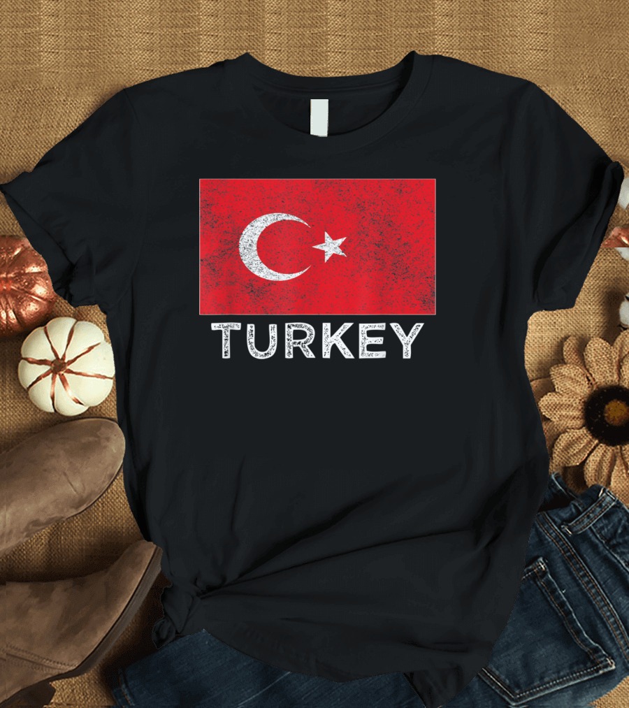 TURKEY NATIONAL FLAG CRESCENT STAR RED GRUNGE T-Shirt