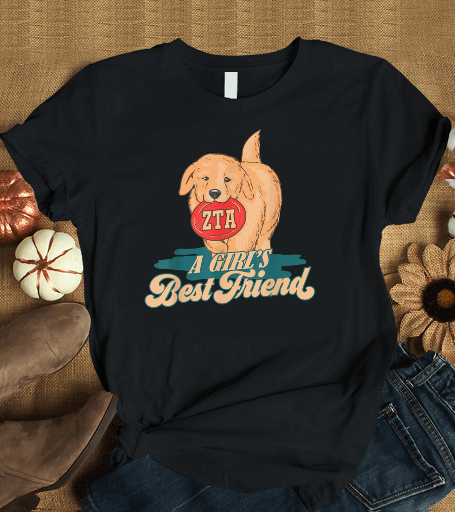 ZTA Zeta Tau Alpha A Girl's Best Friend Dog Image T-Shirt