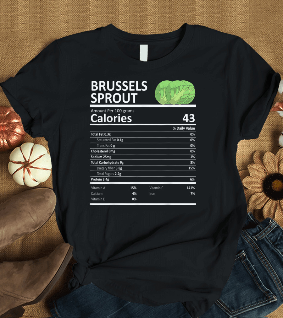 Brussels Sprout Calories Chart Nutritional Facts T-Shirt