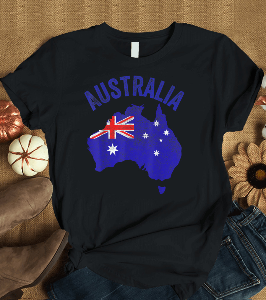 Australia Map Flag Design for Australia Day T-Shirt