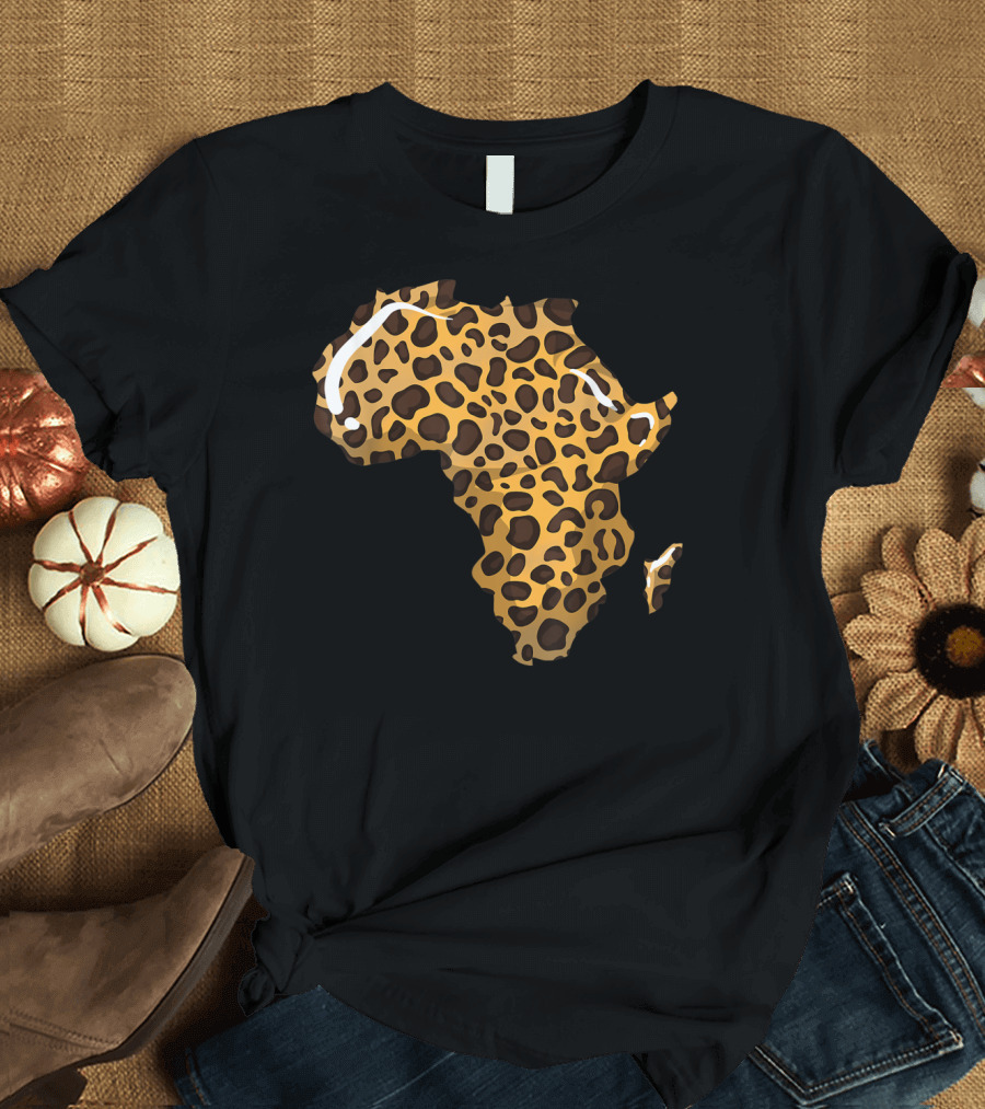 Cute Leopard Print Africa Shape Cheetah Spots T-Shirt