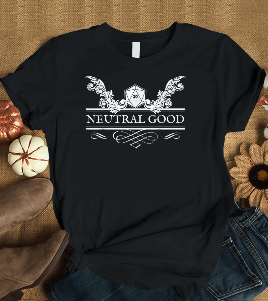 Neutral Good RPG Alignment 20 Sided Die Ornate T-Shirt