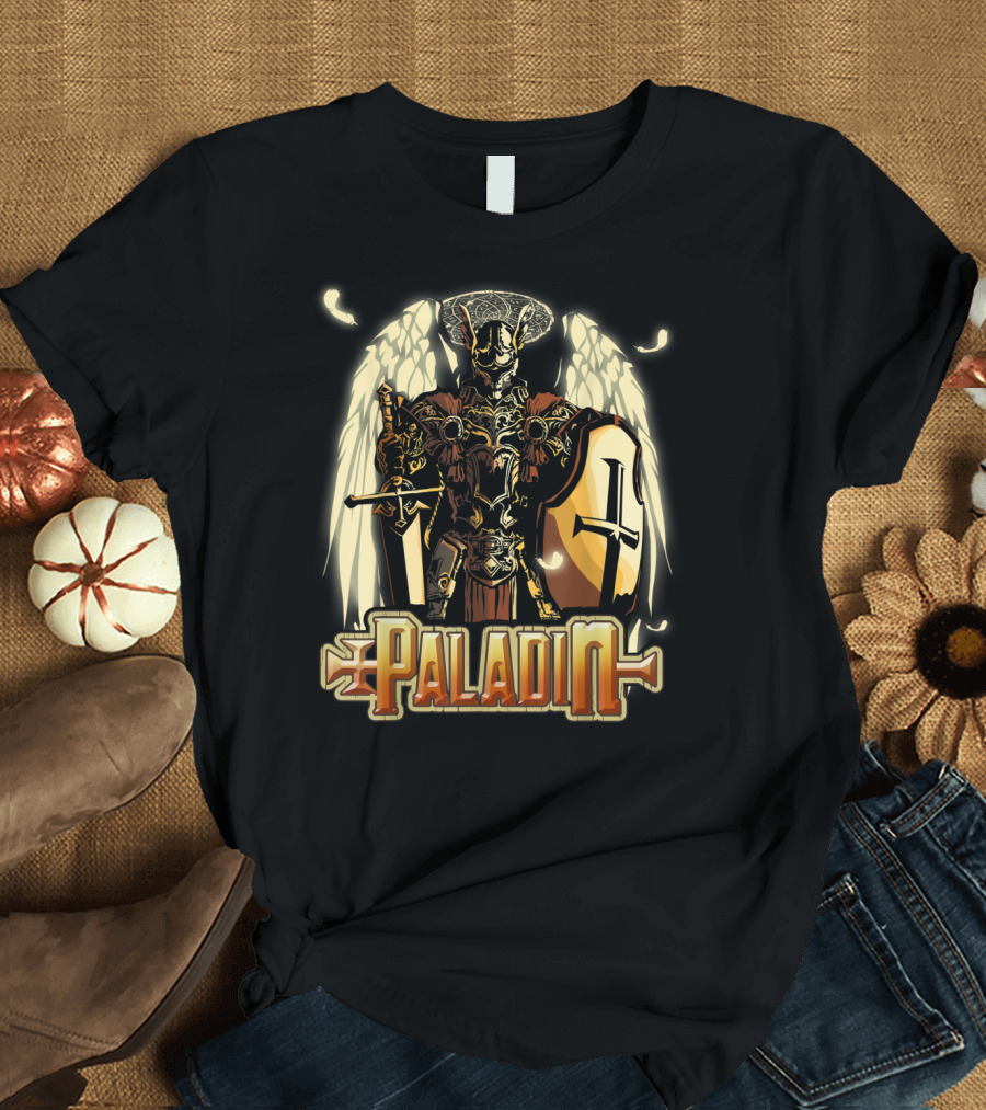 Paladin Angelic Warrior with Sword and Shield for Gamers T-Shirt