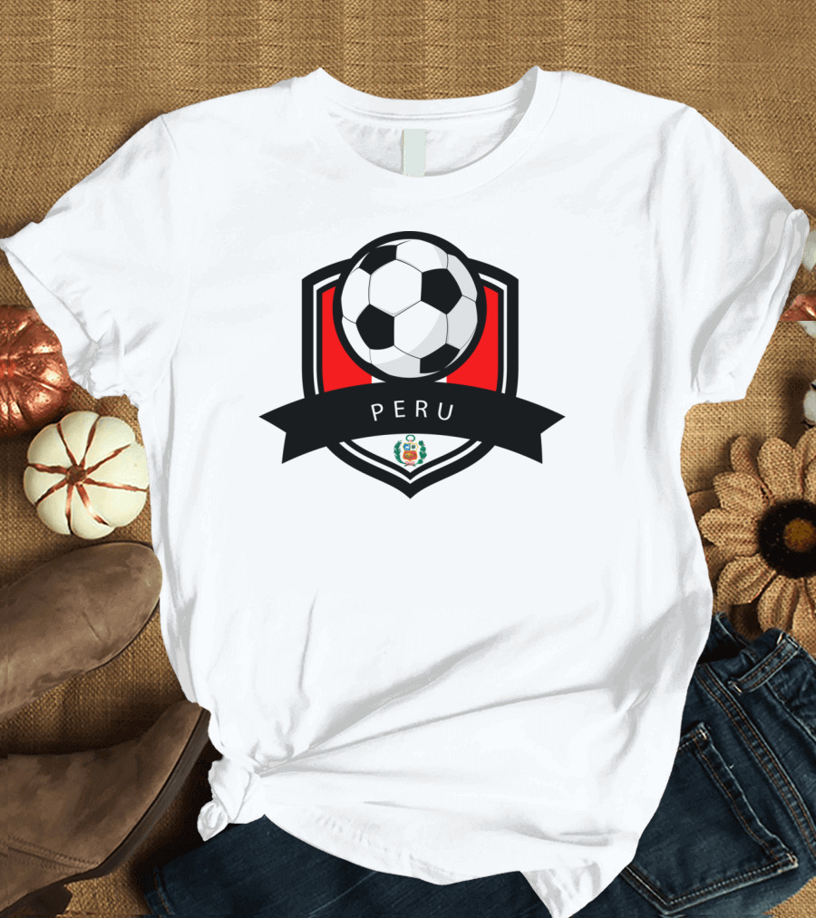 Peru Soccer Ball Peruvian Flag Football Emblem T-Shirt
