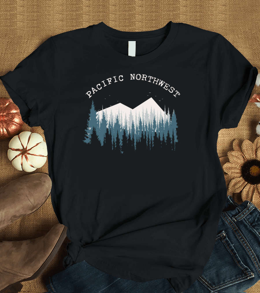 Pacific Northwest Mountains and Pine Trees Landscape T-Shirt