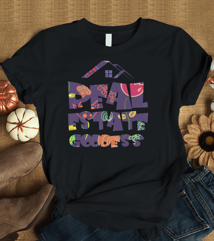 Real Estate Goddess Realtor House Floral T-Shirt