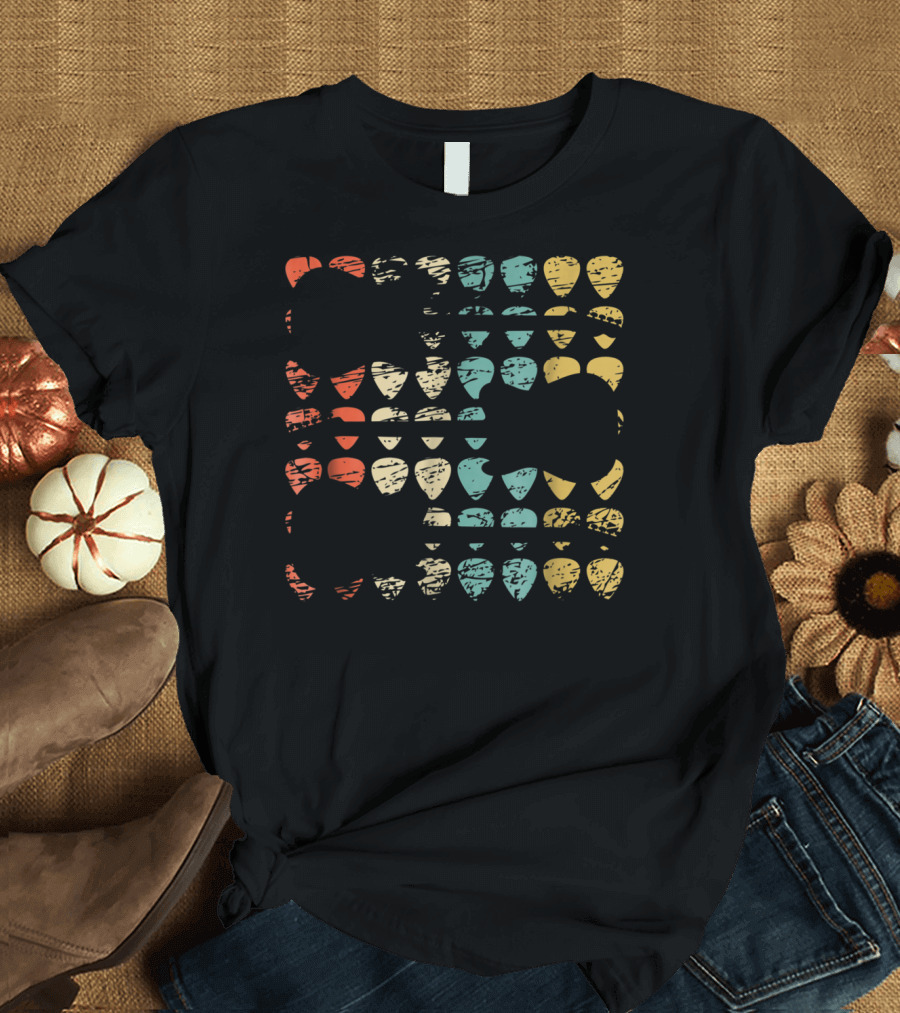 Retro Distressed Guitar Picks Band Music Collection T-Shirt