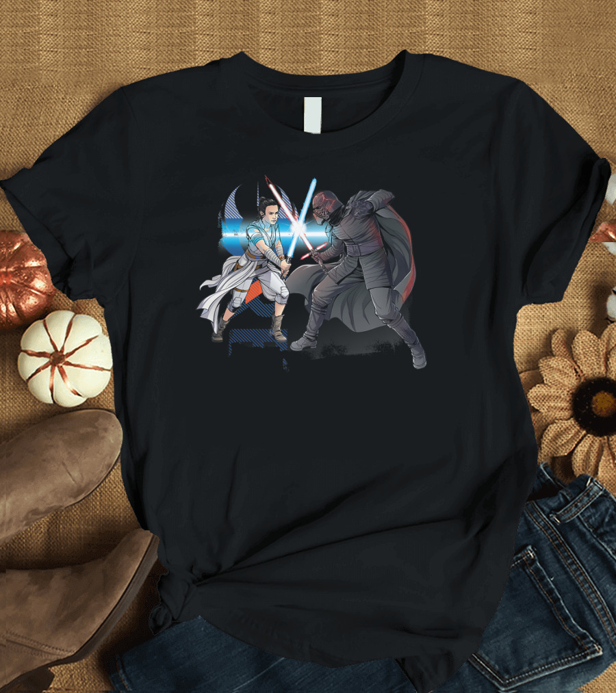 Star Wars The Rise Of Skywalker Rey And Kylo Ren Lightsaber Duel T-Shirt