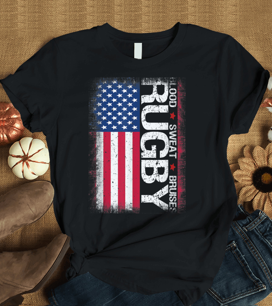Usa Rugby American Flag Blood Sweat Bruises T-Shirt