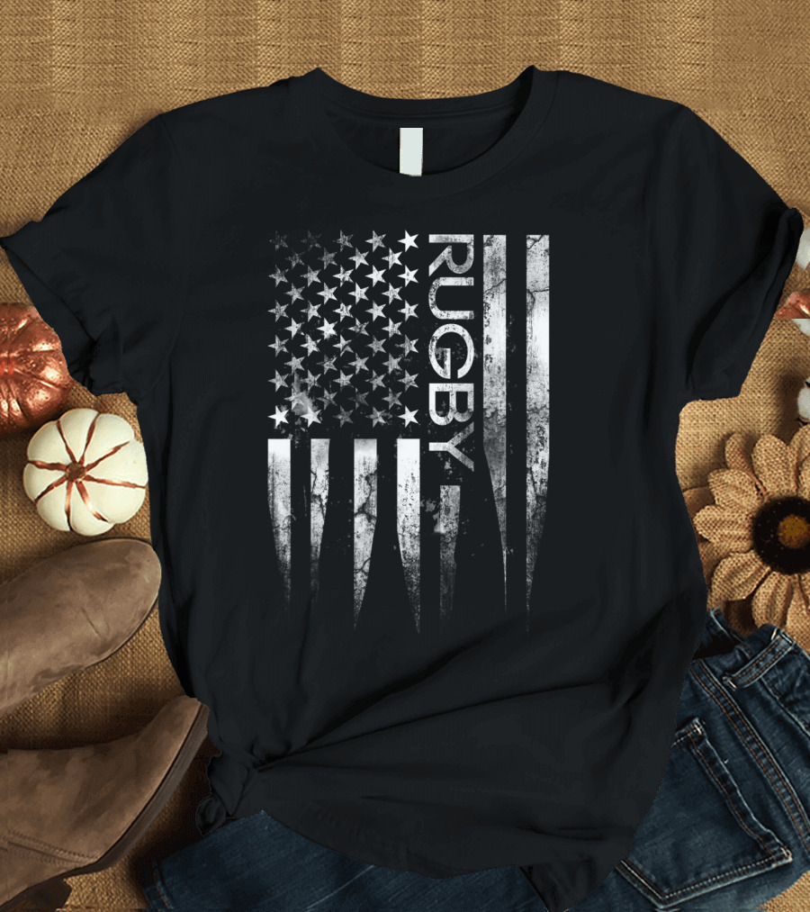 Rugby Vintage American Flag USA Sport Lover T-Shirt