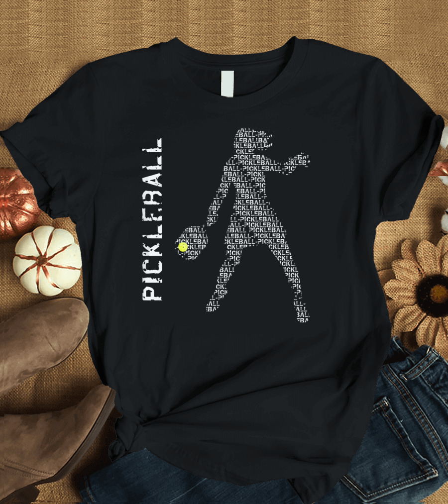 Pickleball Typography Silhouette Player T-Shirt
