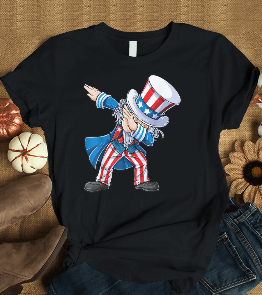4Th of July Dabbing Uncle Sam American Flag Dance T-Shirt