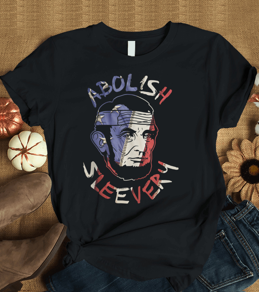 Abolish Sleevery Abe Lincoln Red White Blue Funny US T-Shirt