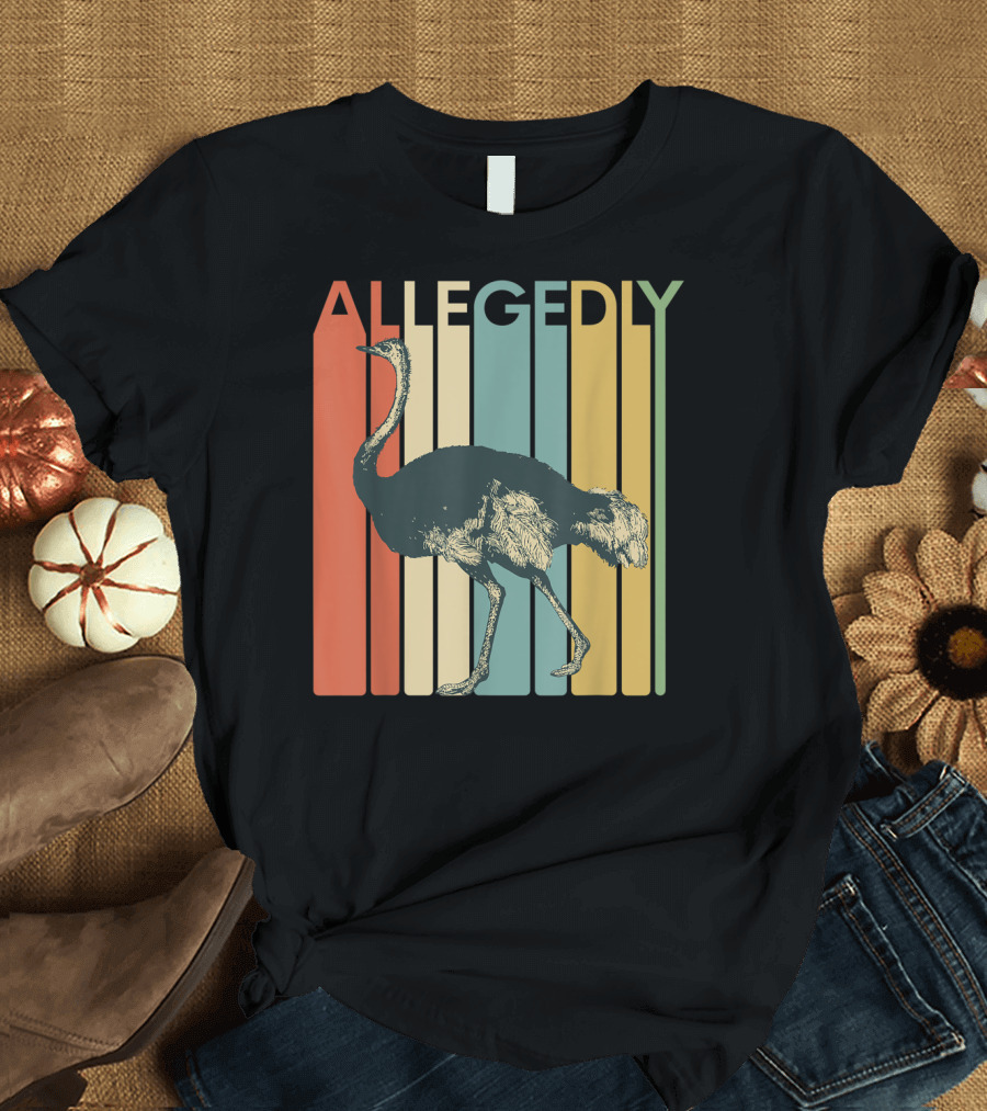 Allegedly Vintage Striped Ostrich Flightless Bird Lover T-Shirt