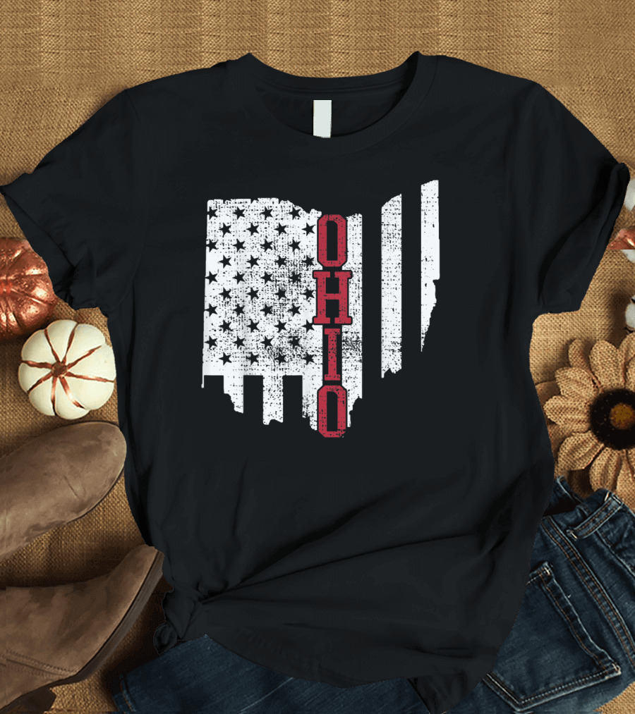Ohio State USA 4th of July American Flag Stars Stripes T-Shirt
