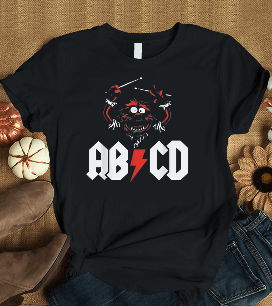 ABCD Drumming Drummer AC/DC Animal Muppet T-Shirt